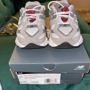 New Balance Kids' Gray and Burgundy Sneakers